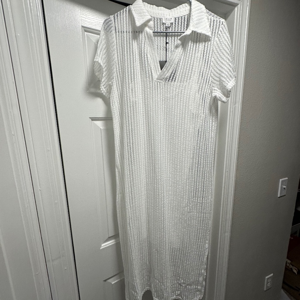 Large white Women’s MidiDress | Crochet Overlay